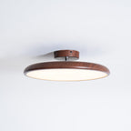 Scandinavian Wood-Effect Flush Mount Ceiling Light With Tri-Color Glow