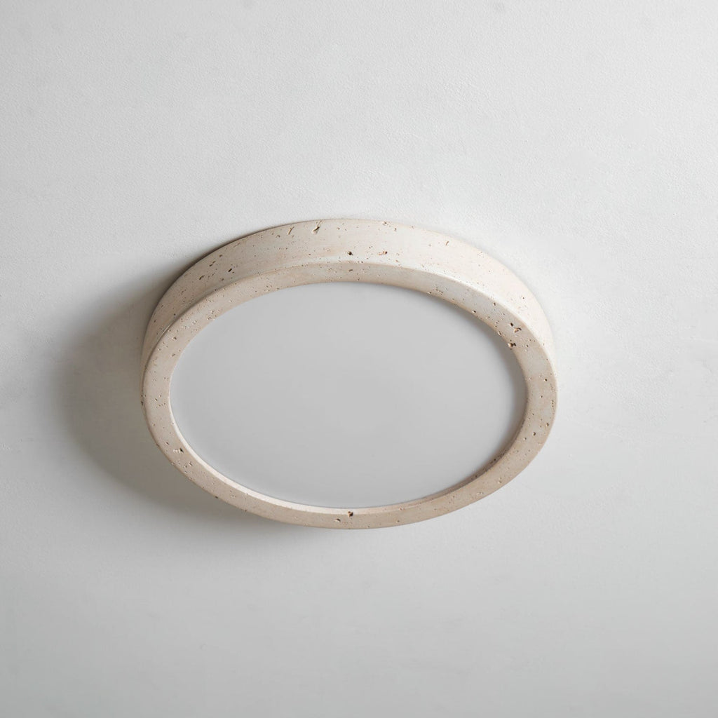 Modern Travertine Flush Mount Ceiling Light With Slim Profile