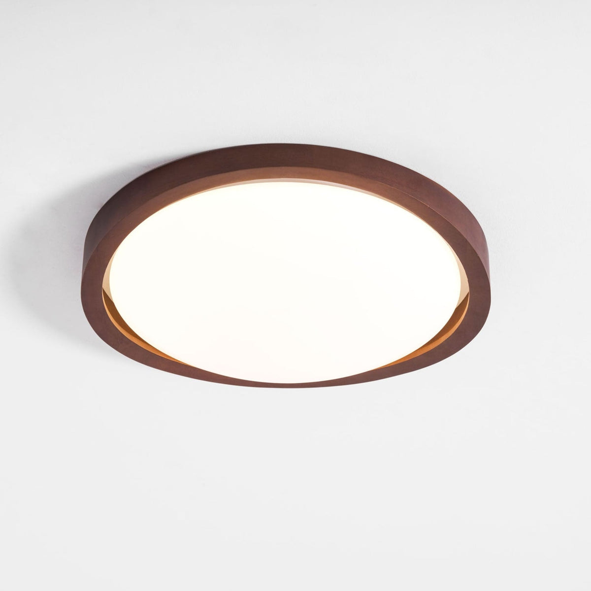 Modern Wood-Effect Fabric Flush Mount Ceiling Light With Tri-Color Glow
