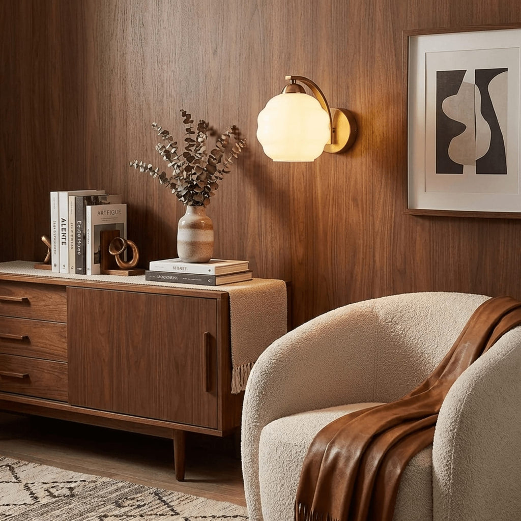 Modern Iron and Glass Wall Sconce With Warm LED Glow