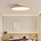 Scandinavian Wood-Effect Flush Mount Ceiling Light With Tri-Color Glow