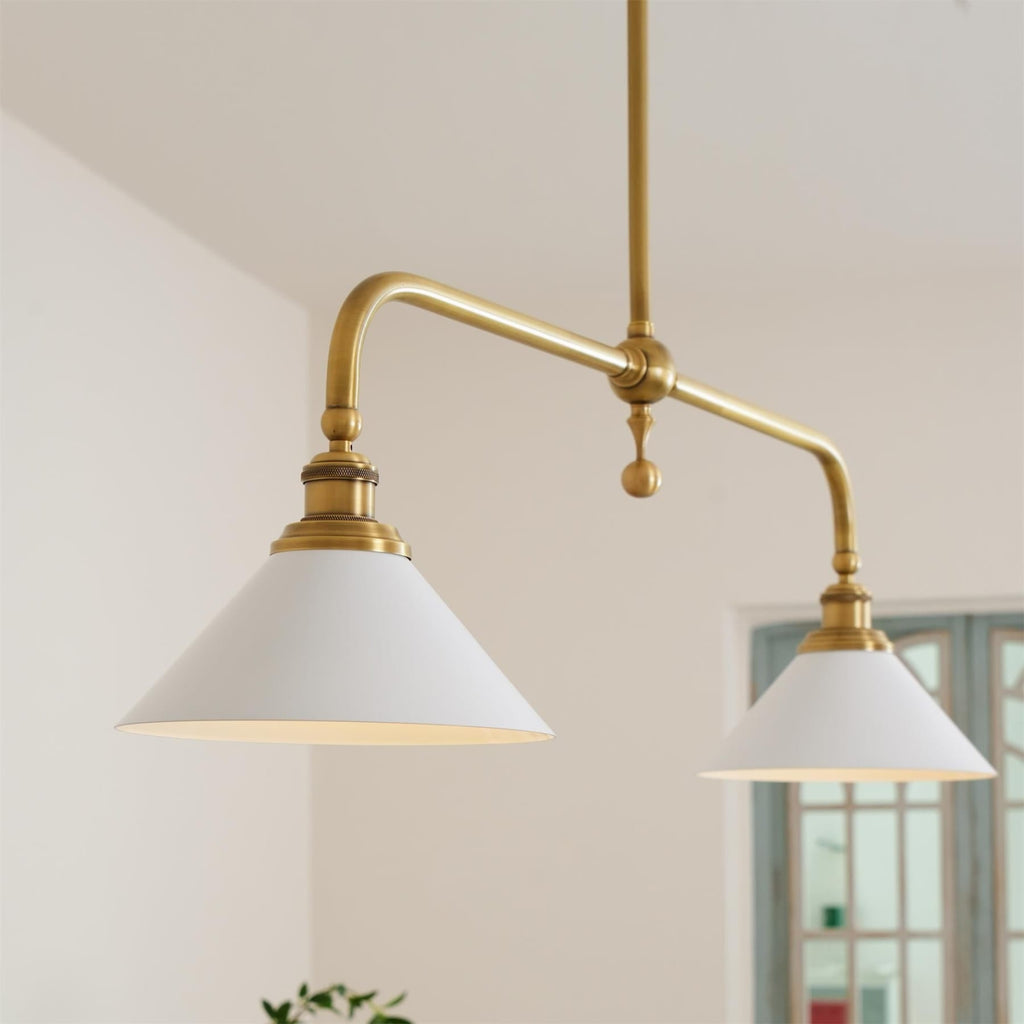 Modern Brass Pendant Light With Ceramic Shades for Dining Room