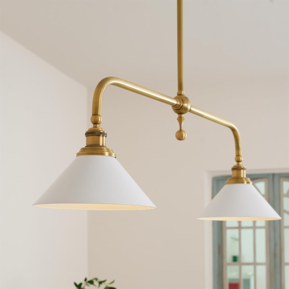 Modern Brass Pendant Light With Ceramic Shades for Dining Room
