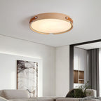 Scandinavian Wood Flush Mount Ceiling Light With Slim Low-Profile Design