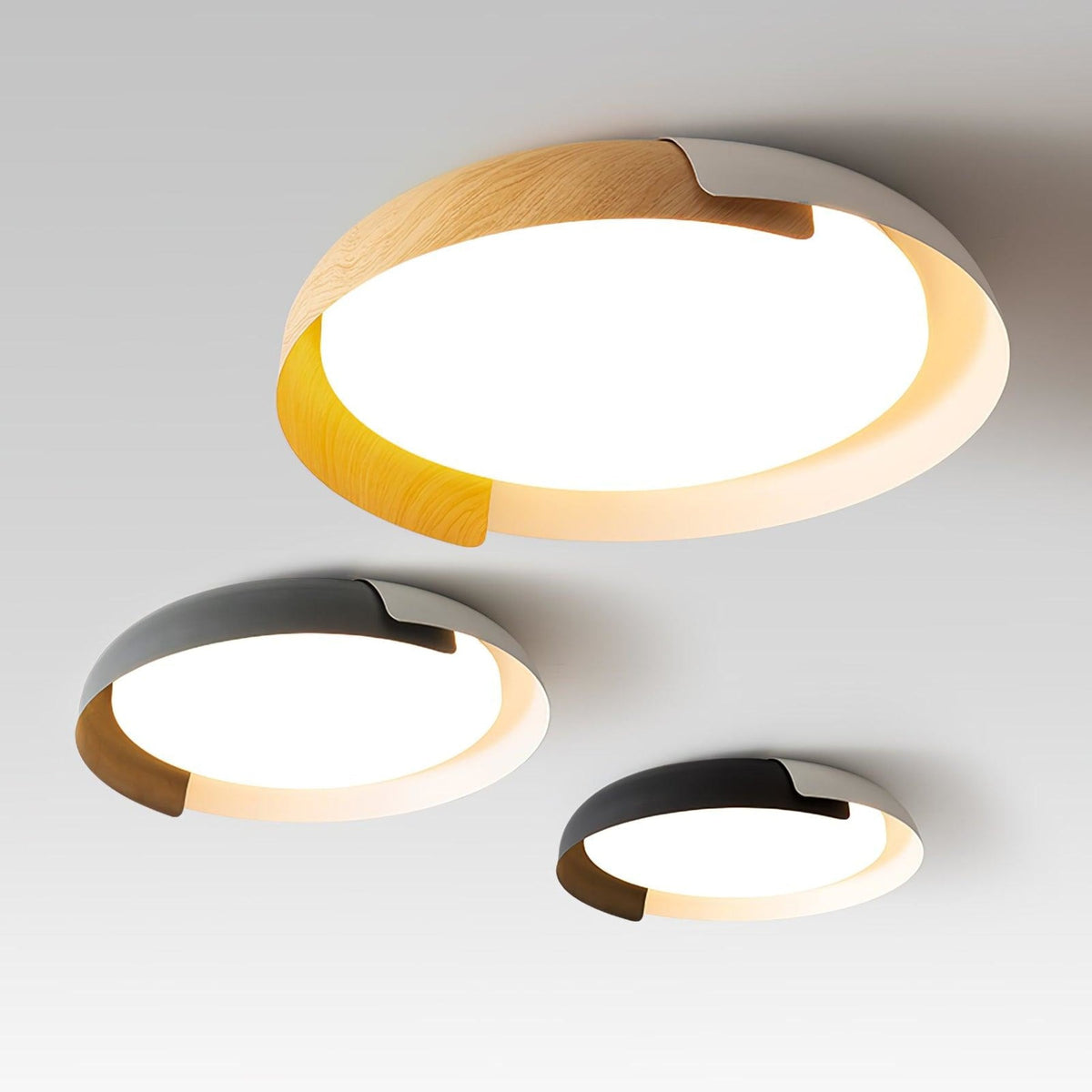 Modern Wood Flush Mount Ceiling Light for Living Room