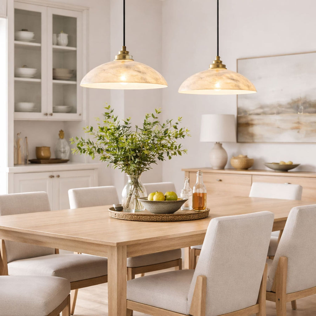 Modern Marble and Copper Pendant Light for Dining Room