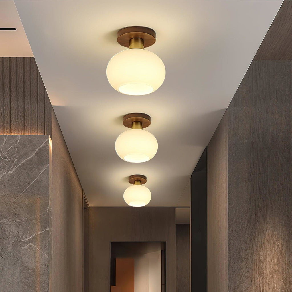 Modern Solid Wood Semi-Flush Ceiling Light for Living Room