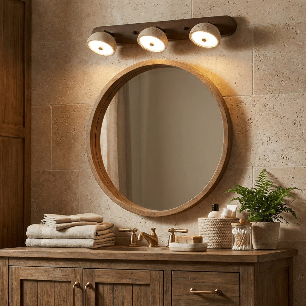 Modern Travertine Wall Sconce With Warm LED Glow for Living Room