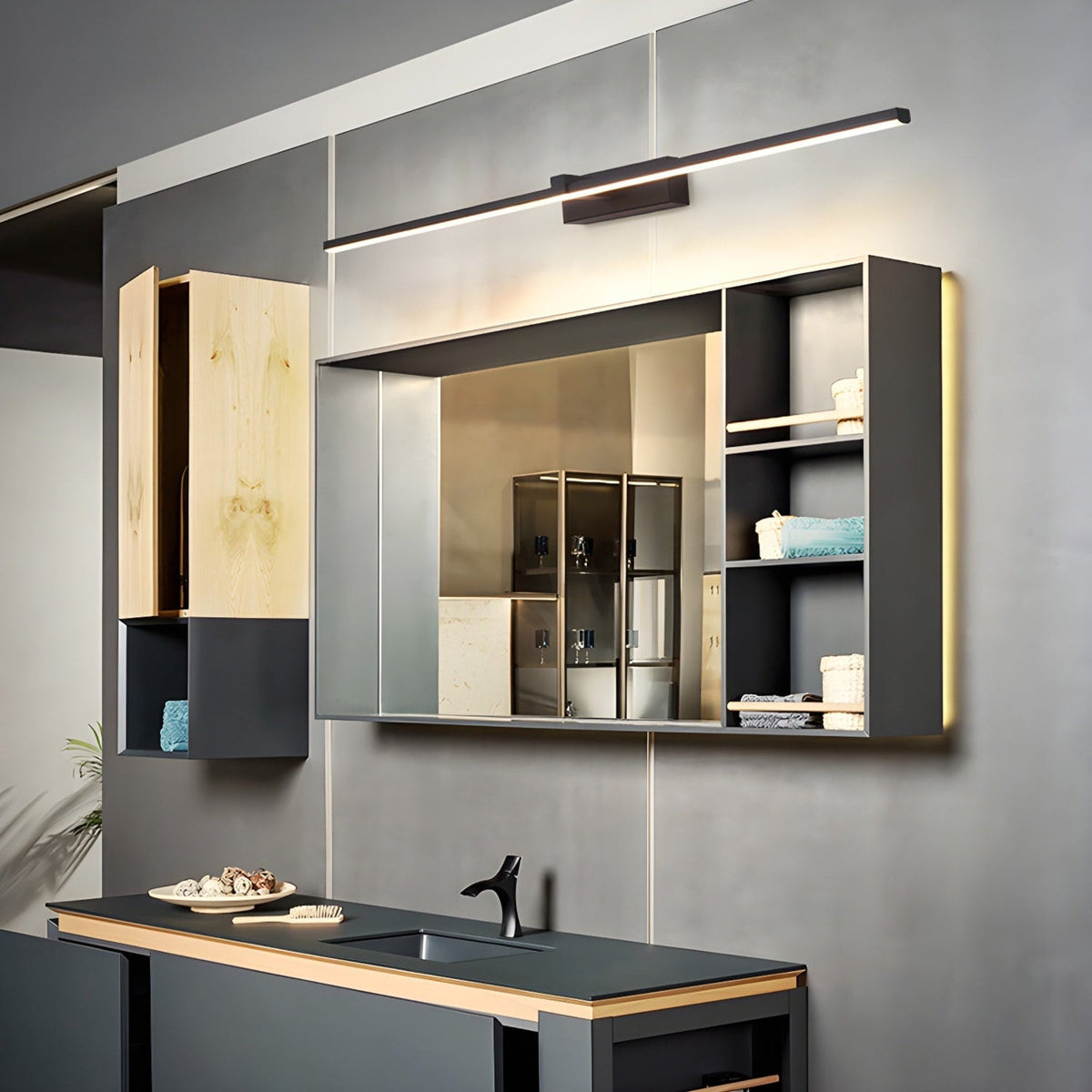 Modern Iron Linear Wall Sconce With Integrated LED for Hallway