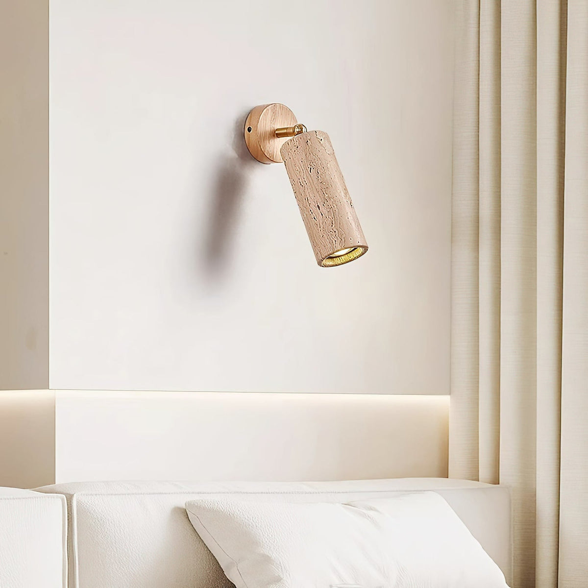Modern Travertine Wall Sconce With Warm LED Glow