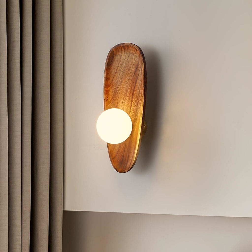 Modern Wood and Glass Wall Sconce for Living Room