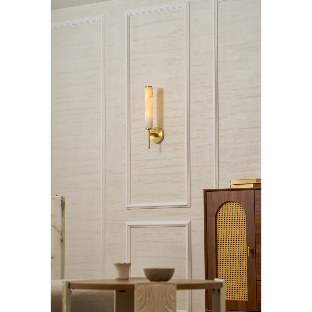 Modern Metal and Faux Alabaster Wall Sconce for Living Room