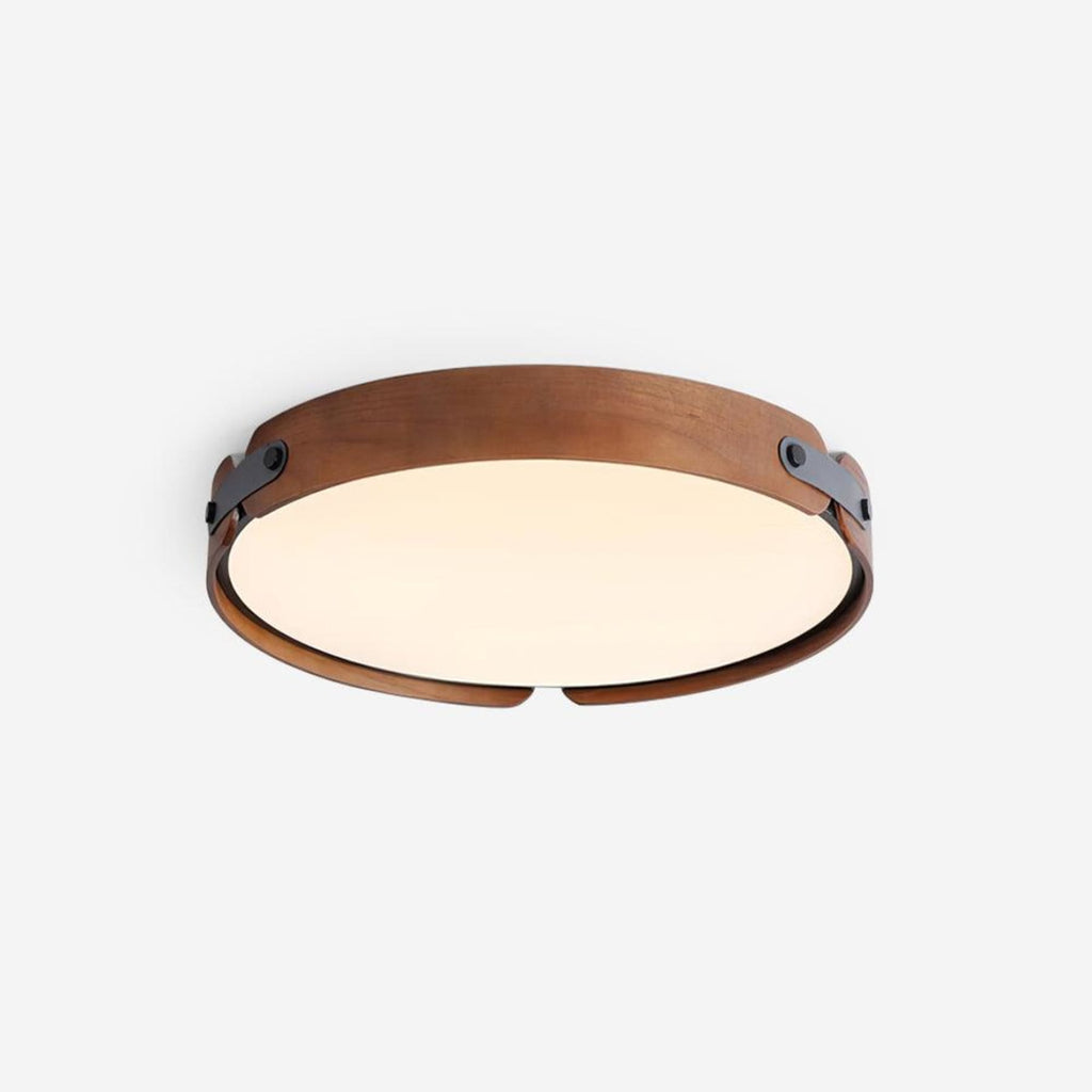 Scandinavian Wood Flush Mount Ceiling Light With Slim Low-Profile Design