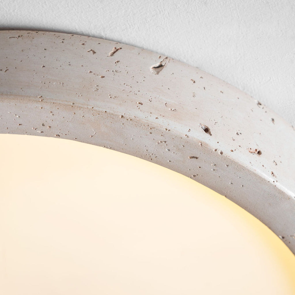 Modern Travertine Flush Mount Ceiling Light With Slim Profile