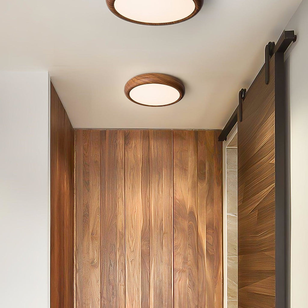 Scandinavian Wood Flush Mount Ceiling Light for Living Room