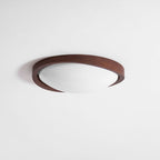 Modern Wood-Effect Fabric Flush Mount Ceiling Light With Tri-Color Glow