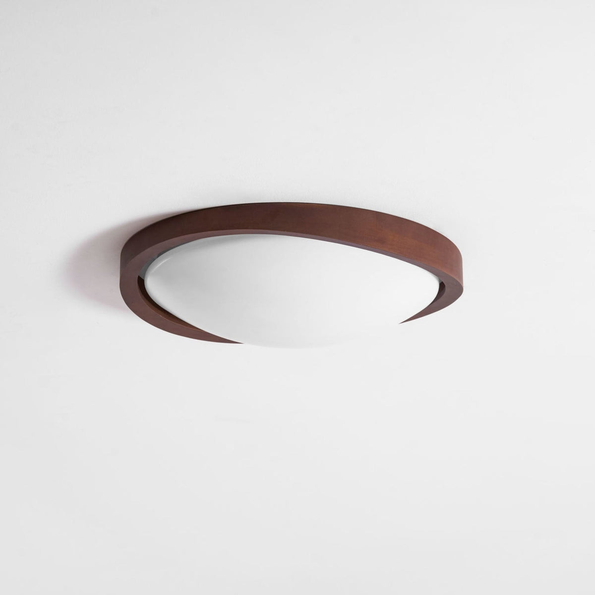 Modern Wood-Effect Fabric Flush Mount Ceiling Light With Tri-Color Glow
