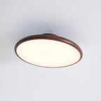 Scandinavian Wood-Effect Flush Mount Ceiling Light With Tri-Color Glow