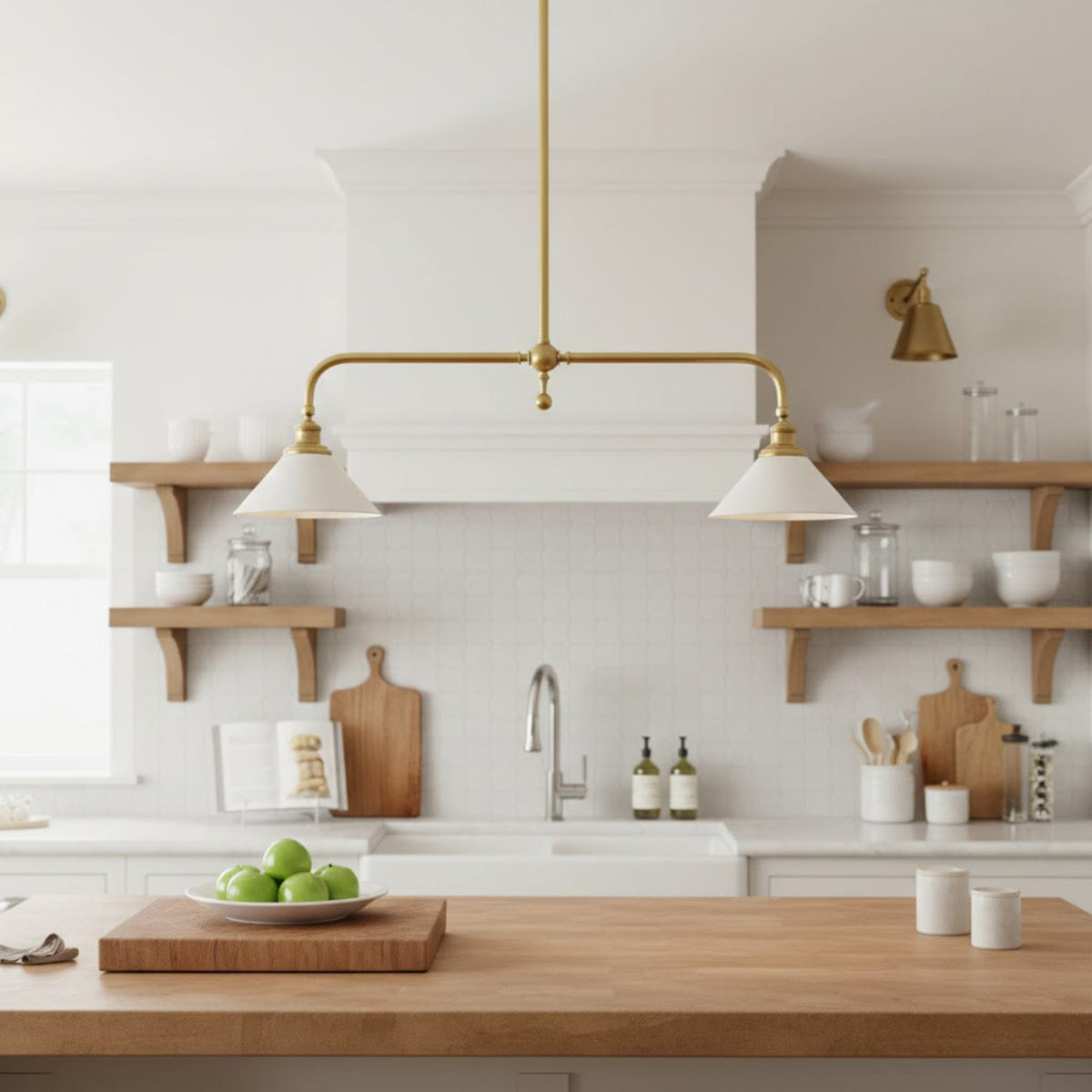 Modern Brass Pendant Light With Ceramic Shades for Dining Room