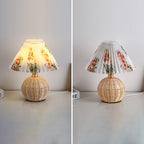 Bohemian Rattan Table Lamp With Tri-Color Warm Light
