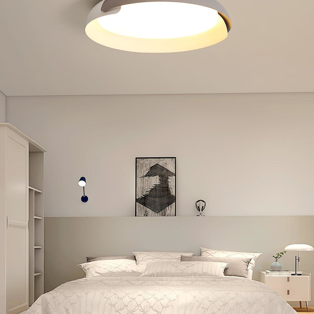Modern Wood Flush Mount Ceiling Light for Living Room