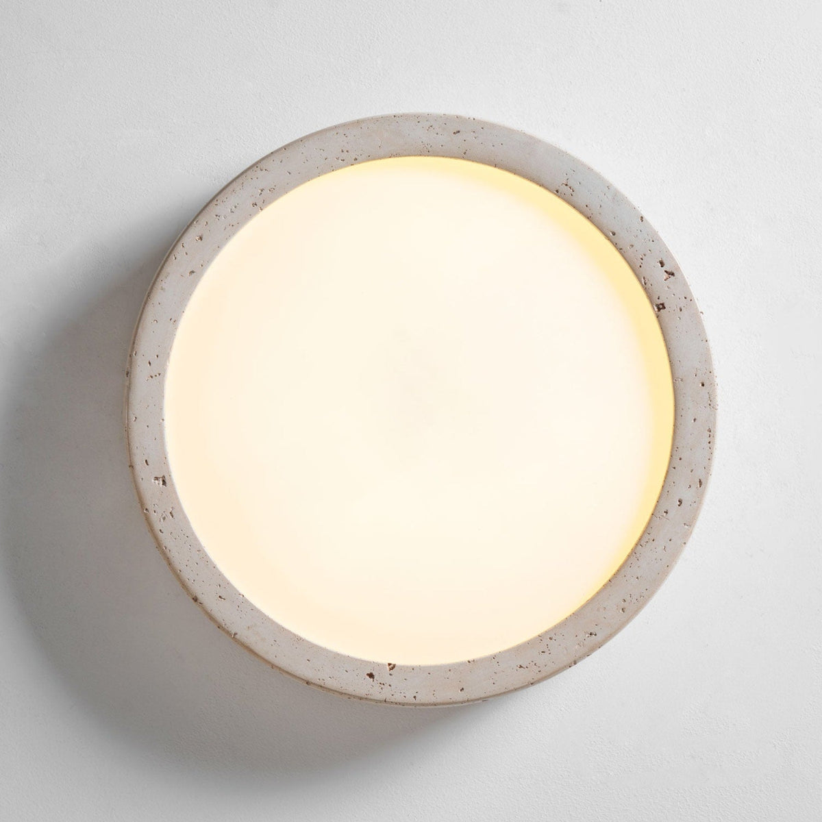 Modern Travertine Flush Mount Ceiling Light With Slim Profile