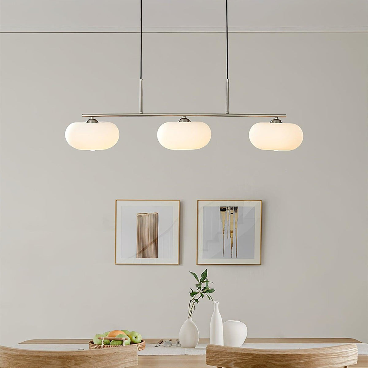 Modern Glass Pendant Light With Tri-Color LED Glow