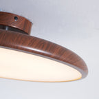 Scandinavian Wood-Effect Flush Mount Ceiling Light With Tri-Color Glow