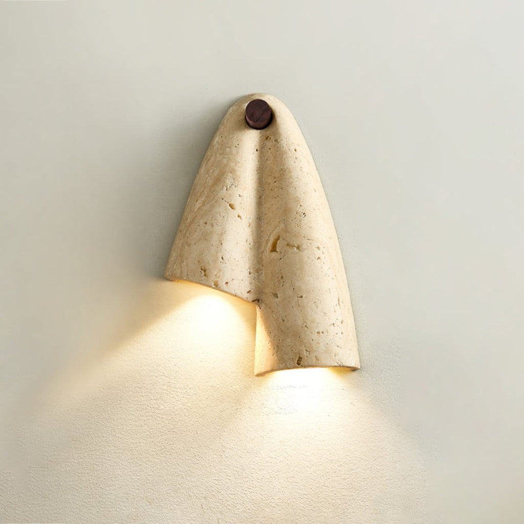 Modern Travertine Wall Sconce With Warm LED Glow