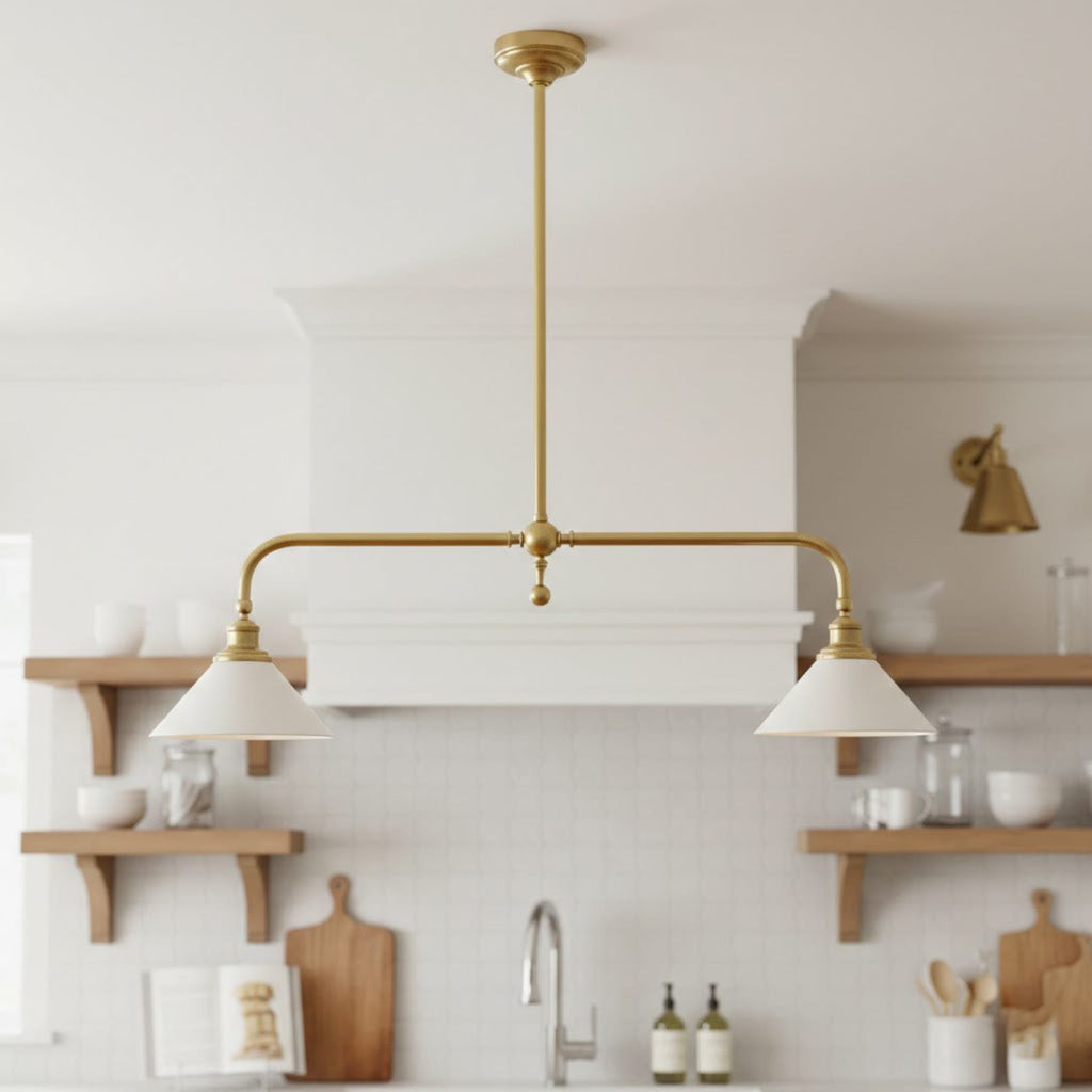 Modern Brass Pendant Light With Ceramic Shades for Dining Room