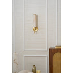 Modern Metal and Faux Alabaster Wall Sconce for Living Room