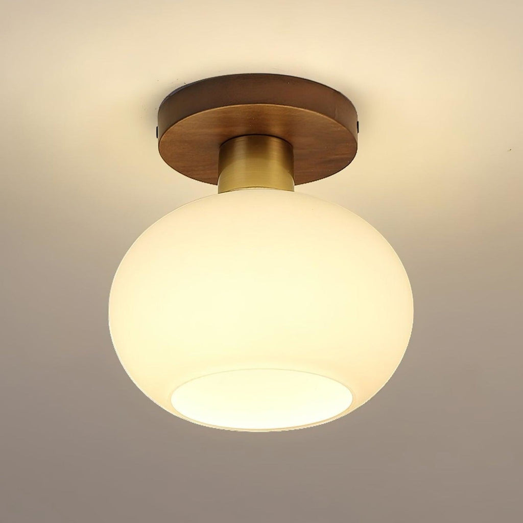 Modern Solid Wood Semi-Flush Ceiling Light for Living Room