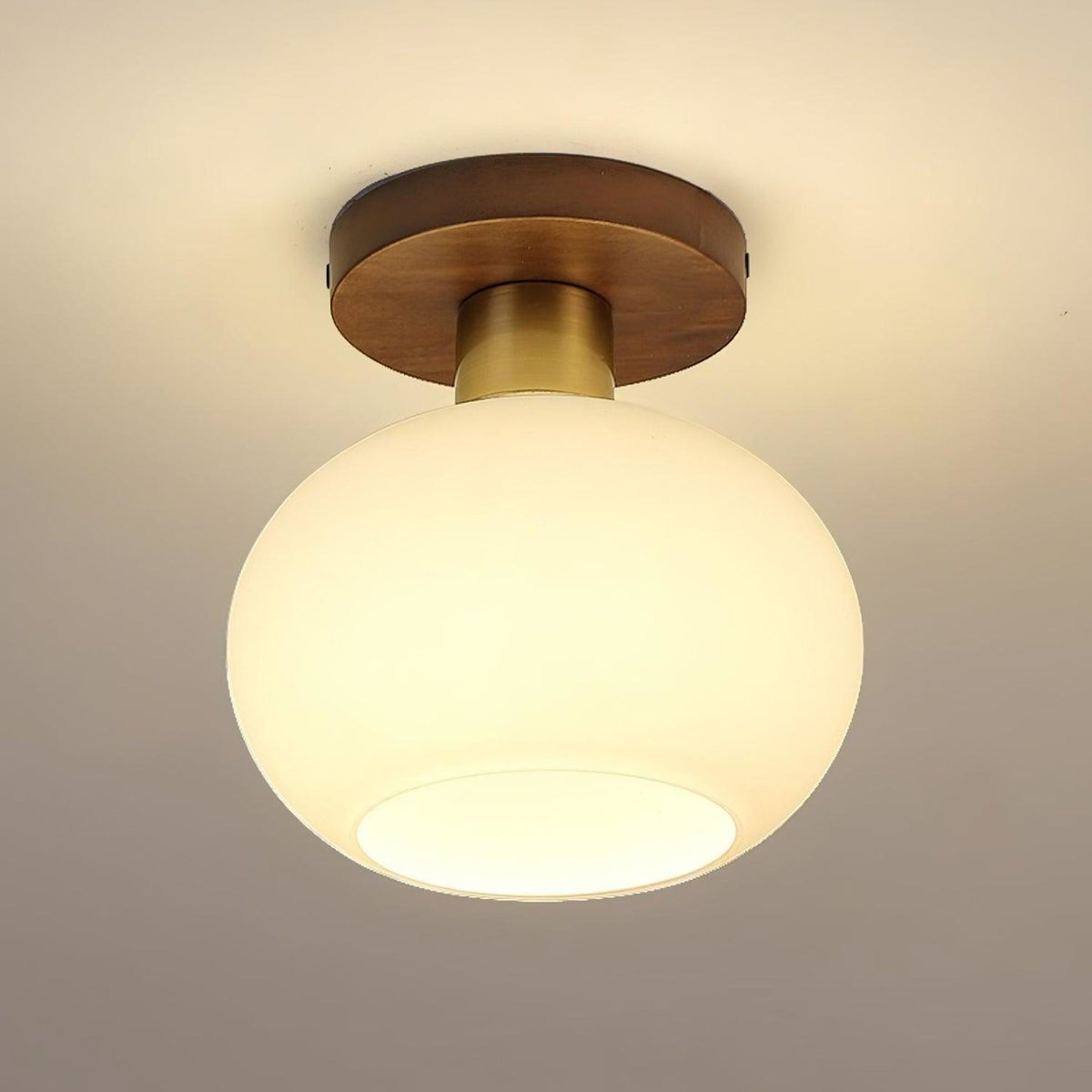 Modern Solid Wood Semi-Flush Ceiling Light for Living Room