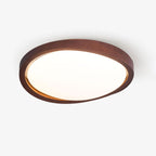 Modern Wood-Effect Fabric Flush Mount Ceiling Light With Tri-Color Glow