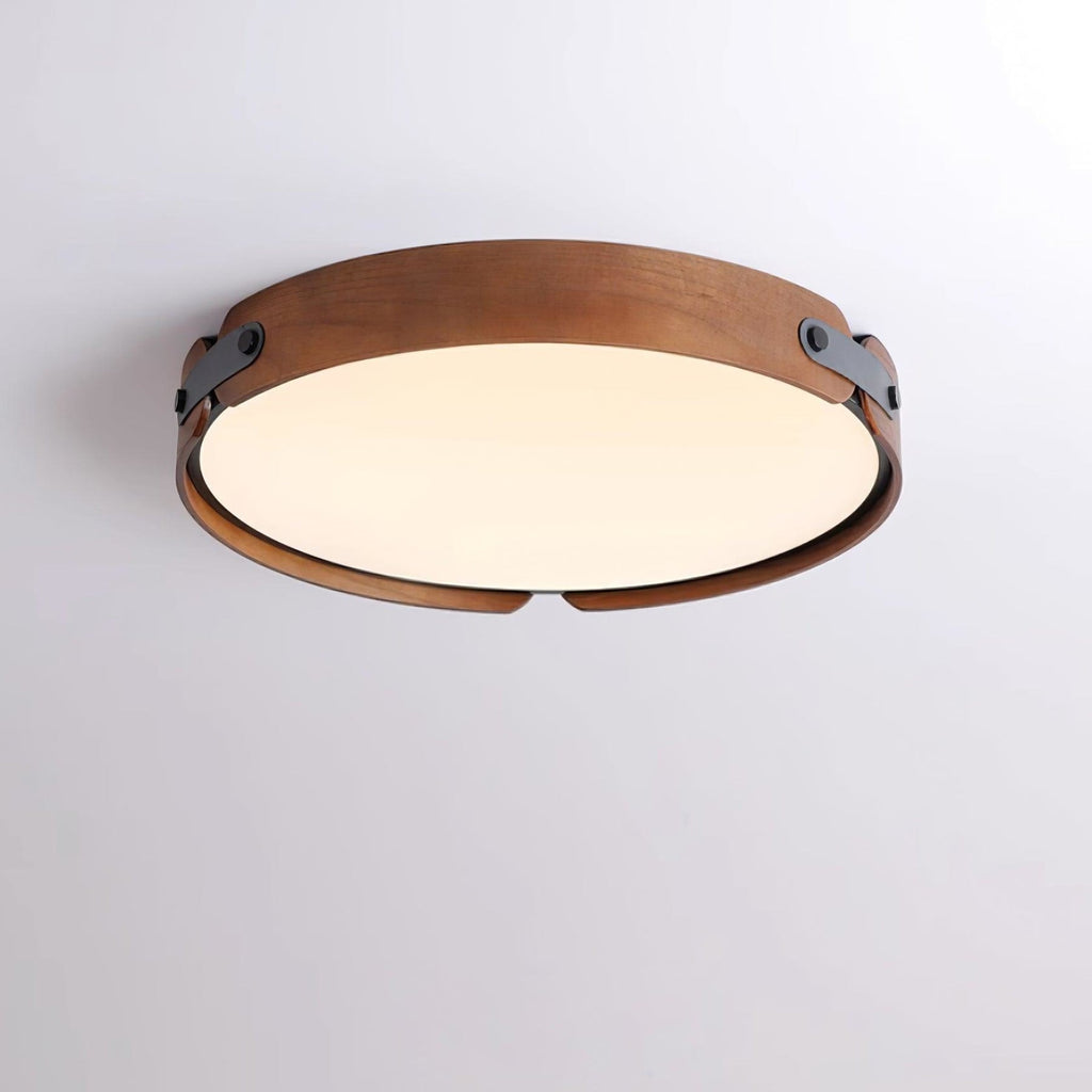 Scandinavian Wood Flush Mount Ceiling Light With Slim Low-Profile Design