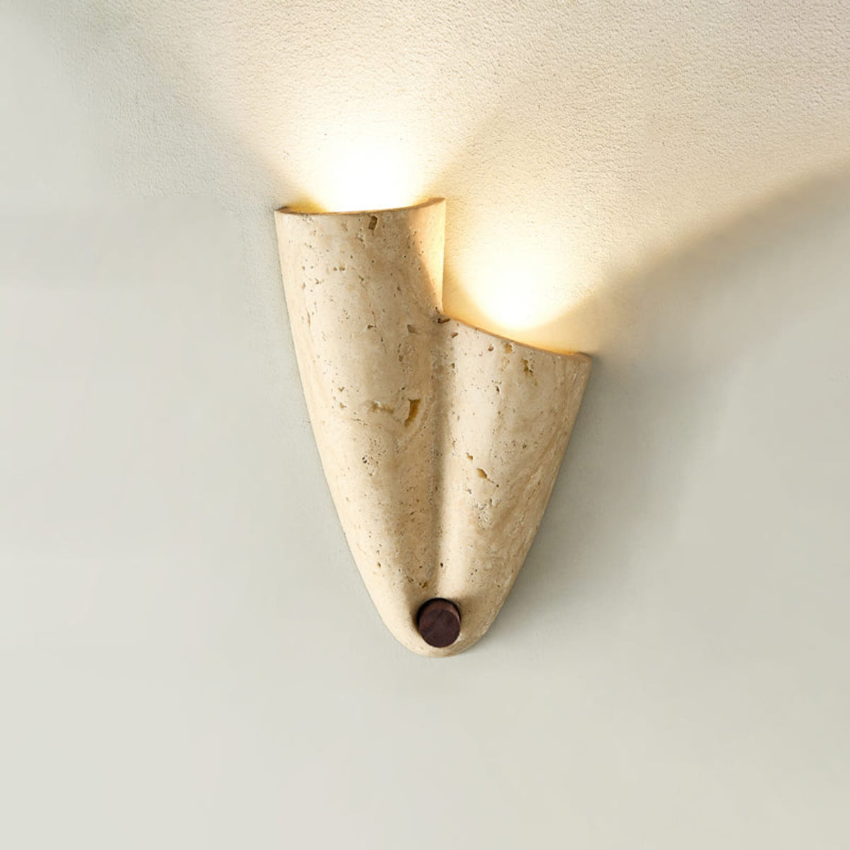 Modern Travertine Wall Sconce With Warm LED Glow