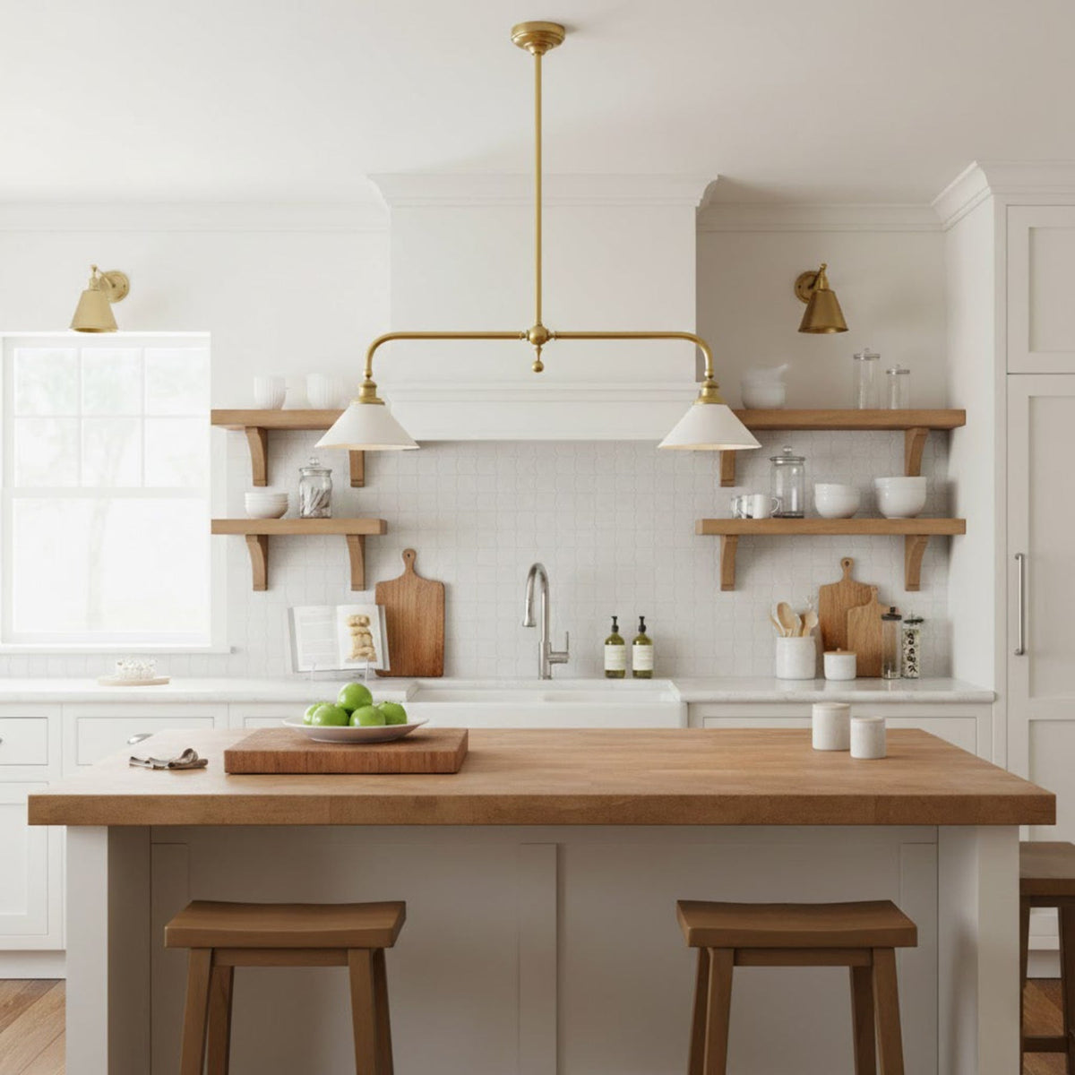 Modern Brass Pendant Light With Ceramic Shades for Dining Room