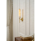 Modern Metal and Faux Alabaster Wall Sconce for Living Room