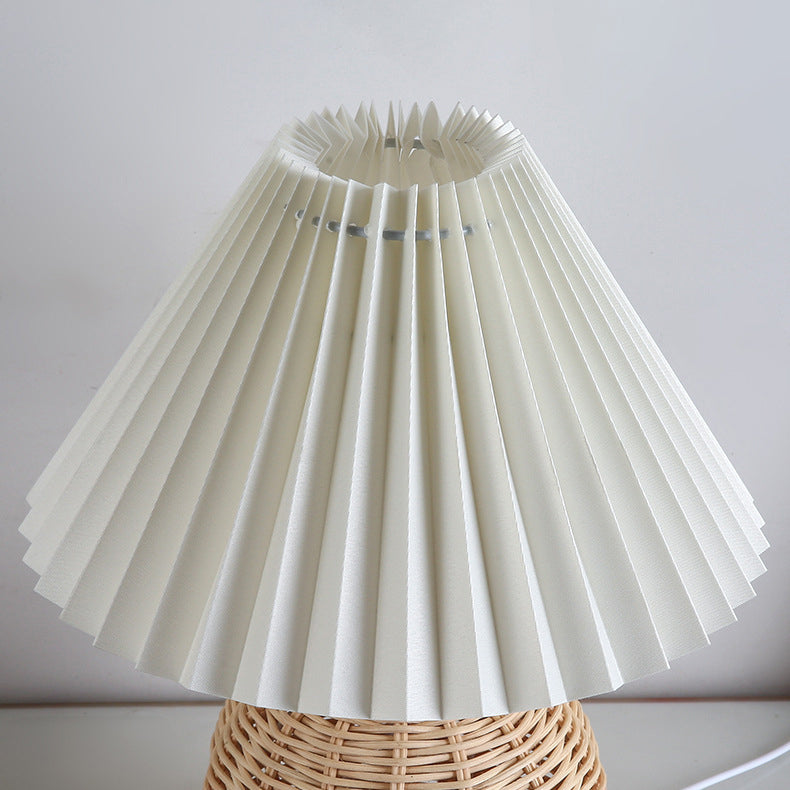 Bohemian Rattan Table Lamp With Tri-Color Warm Light