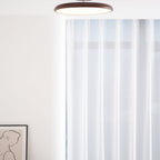 Scandinavian Wood-Effect Flush Mount Ceiling Light With Tri-Color Glow