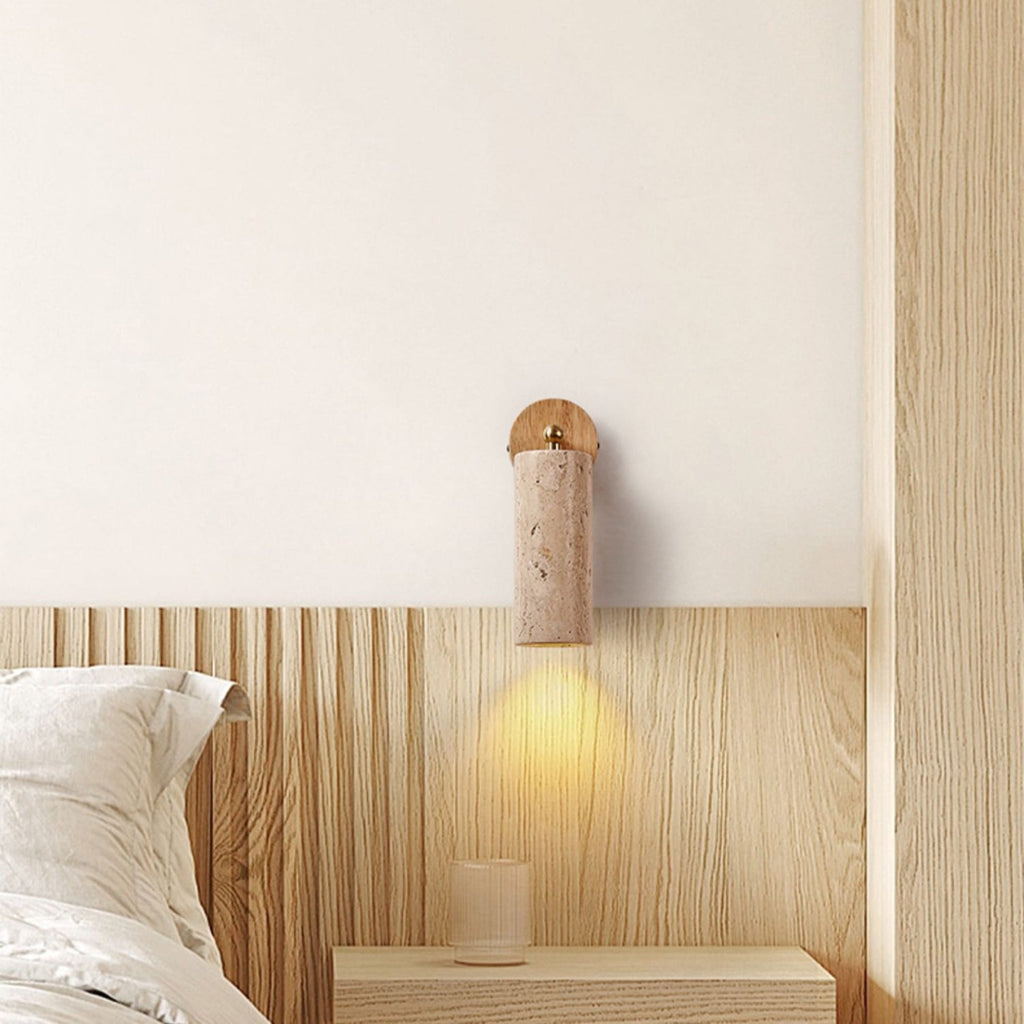 Modern Travertine Wall Sconce With Warm LED Glow