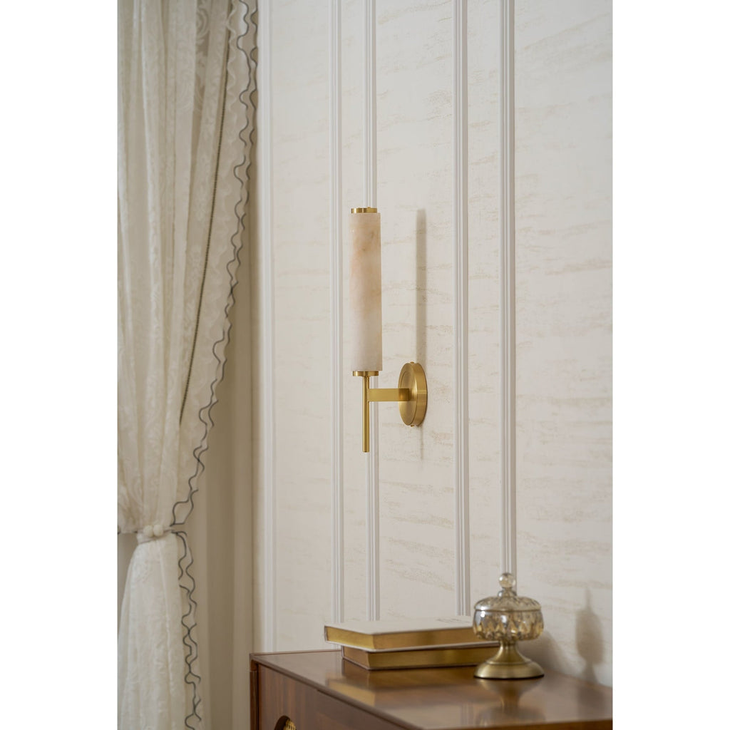 Modern Metal and Faux Alabaster Wall Sconce for Living Room