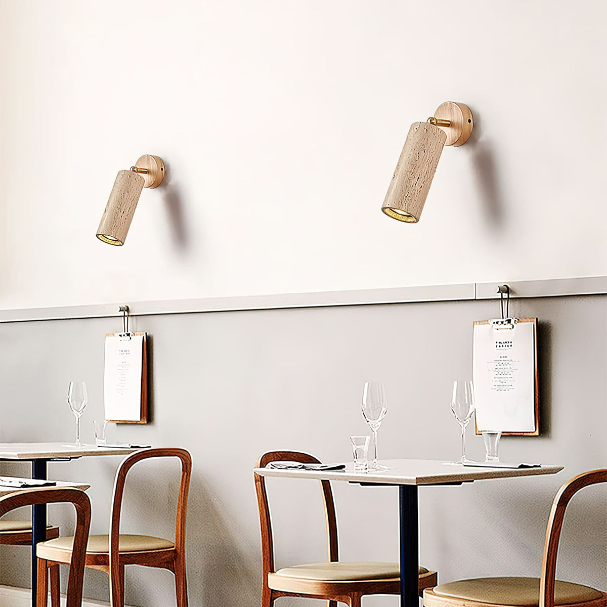 Modern Travertine Wall Sconce With Warm LED Glow