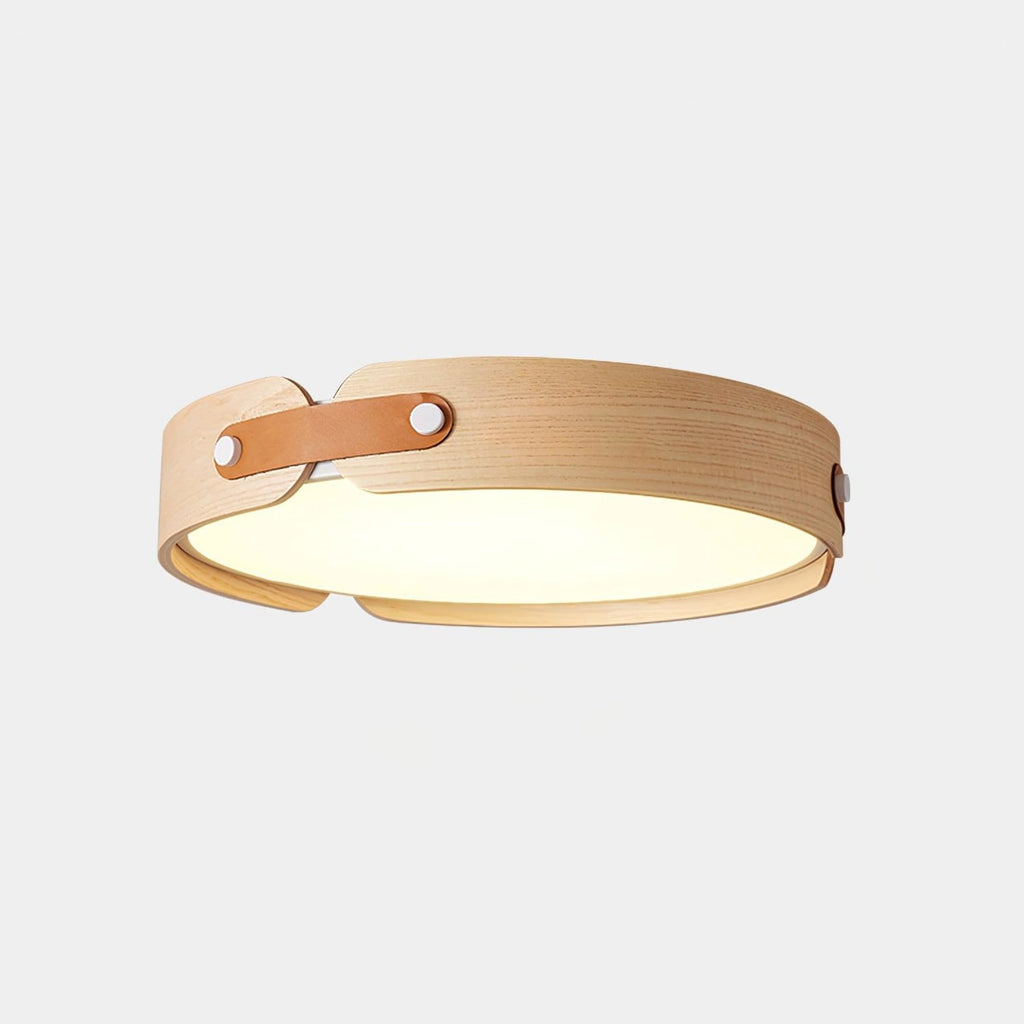 Scandinavian Wood Flush Mount Ceiling Light With Slim Low-Profile Design
