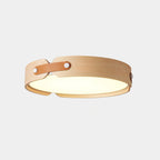 Scandinavian Wood Flush Mount Ceiling Light With Slim Low-Profile Design