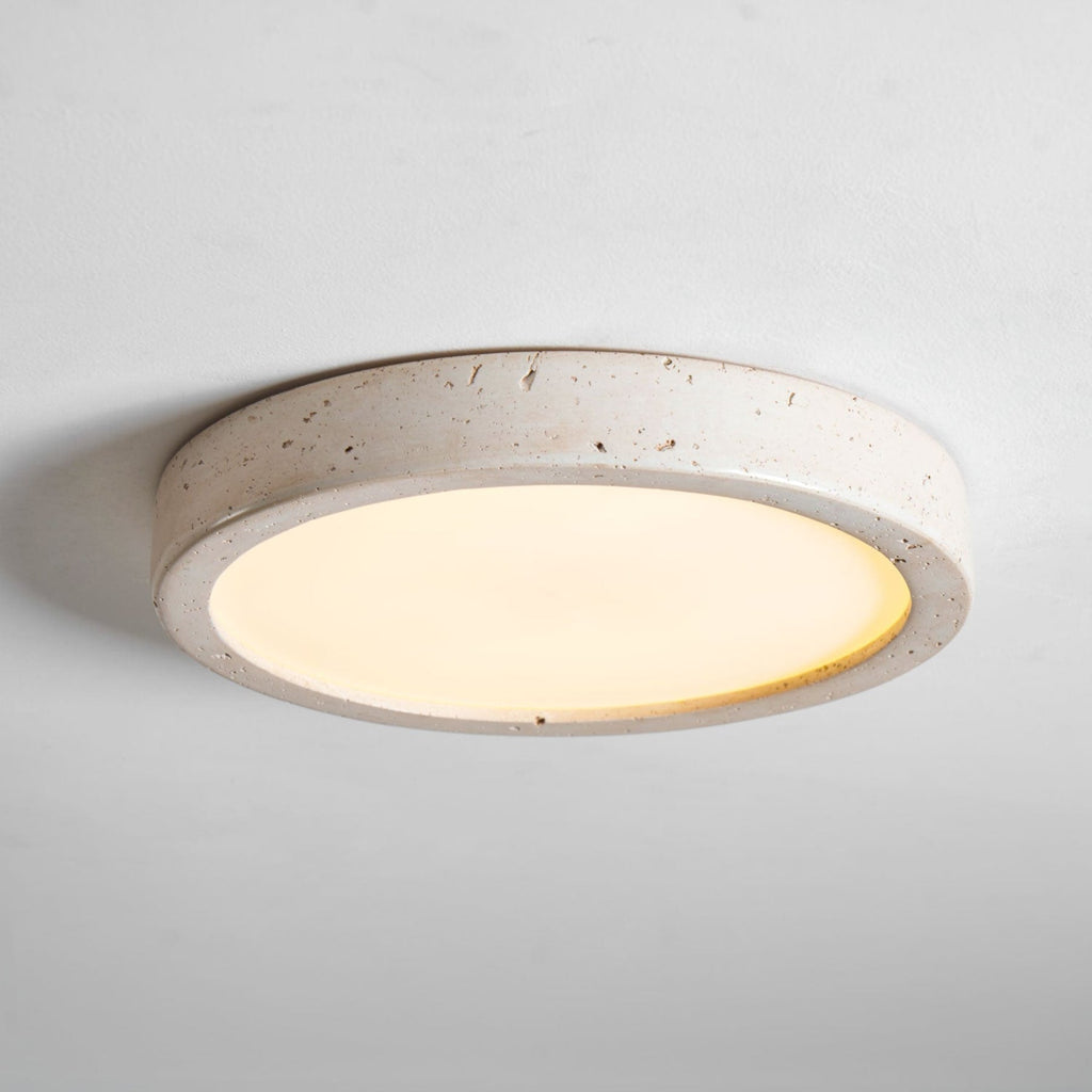 Modern Travertine Flush Mount Ceiling Light With Slim Profile