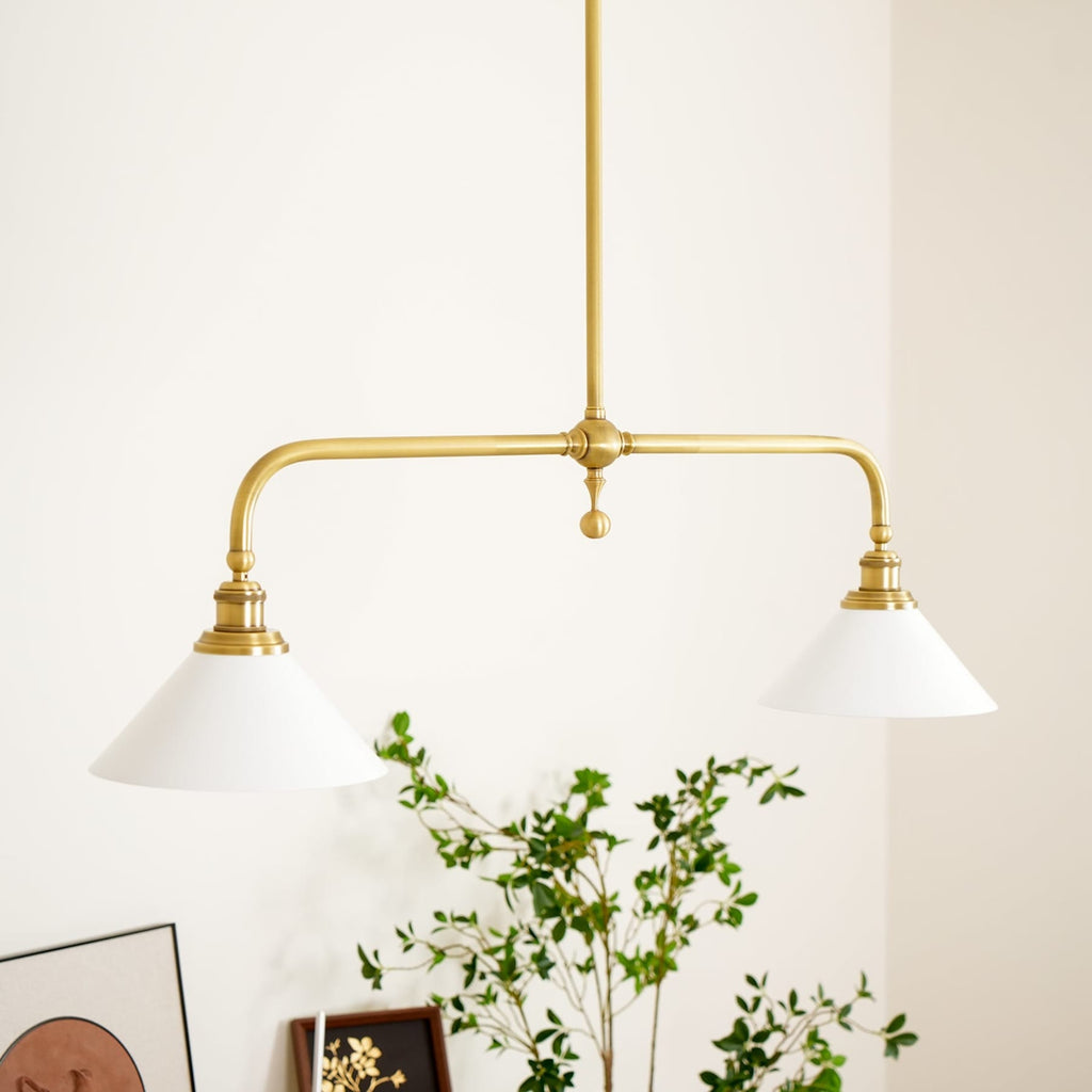 Modern Brass Pendant Light With Ceramic Shades for Dining Room