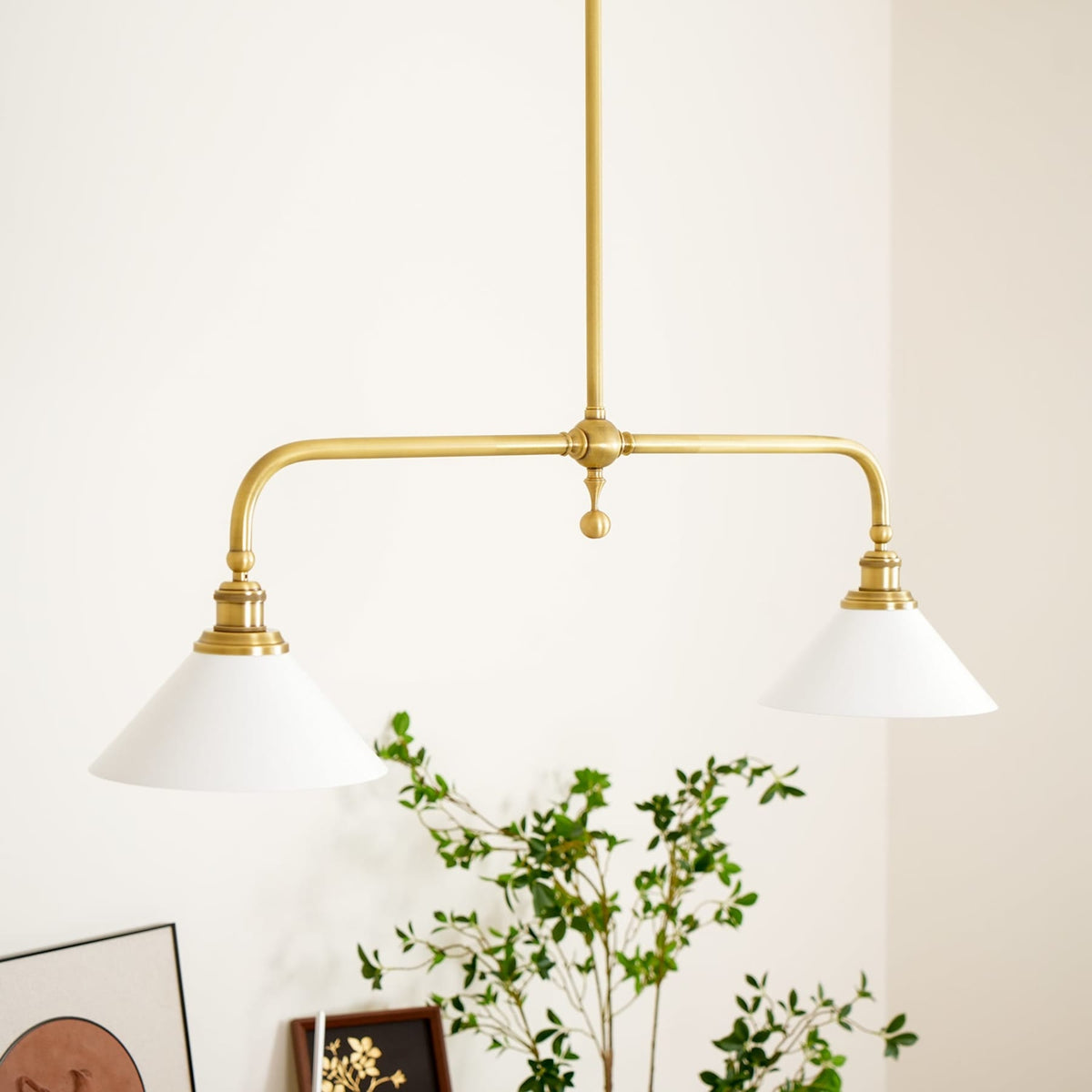 Modern Brass Pendant Light With Ceramic Shades for Dining Room