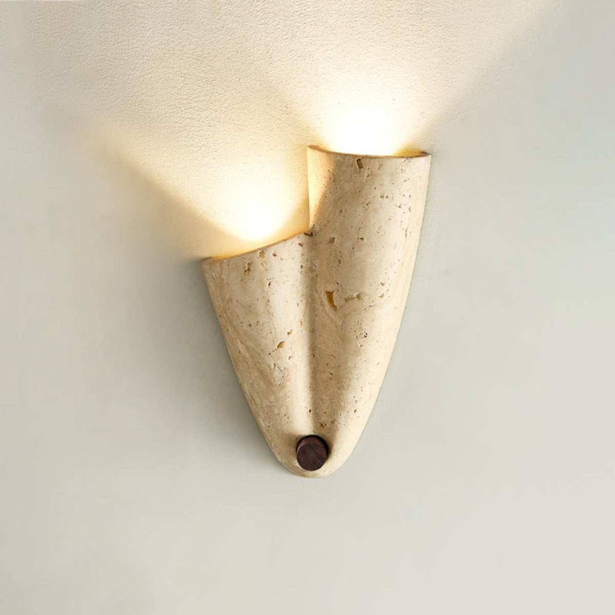 Modern Travertine Wall Sconce With Warm LED Glow