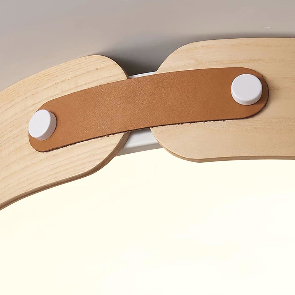Scandinavian Wood Flush Mount Ceiling Light With Slim Low-Profile Design